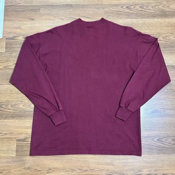 Vintage Russell Athletic Mississippi State Maroon Logo Mock Neck T-Shirt Mens L - Picture 6 of 9